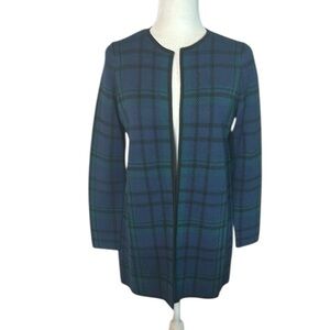 Talbots Blue and Green Tartan 100% Merino Wool Blazer